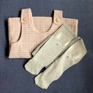 Pink Plaid Jumper and Tights by Next 3-6m